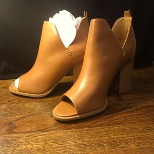 Cara camel open toed booties